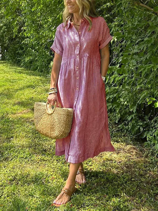 Wilma™ | Striped Shirt Dress with Timeless Elegance