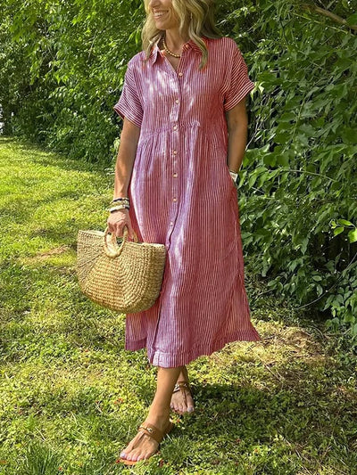 Wilma™ | Striped Shirt Dress with Timeless Elegance