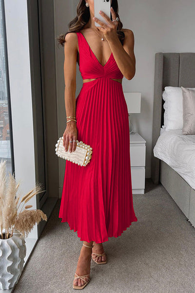 Ada - Backless Pleated Long Dress