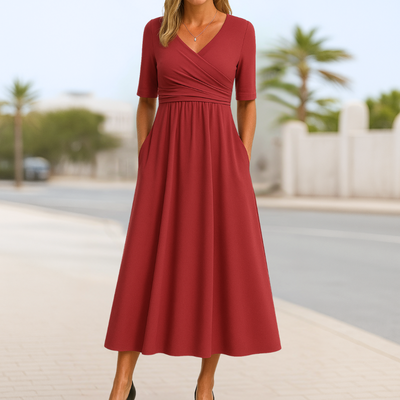 Lova™ | Summer Dress with Wrap Design and Short Sleeves