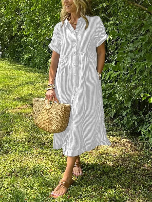 Wilma™ | Striped Shirt Dress with Timeless Elegance