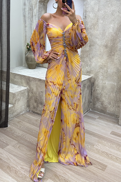 Gisselle - Pleated Loose V-Neck Dress