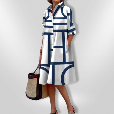 Helen™ | Modern midi dress with geometric pattern