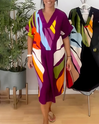 Tuva™ | Ibiza-inspired summer dress with leaf pattern