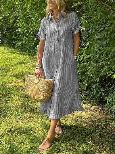 Wilma™ | Striped Shirt Dress with Timeless Elegance