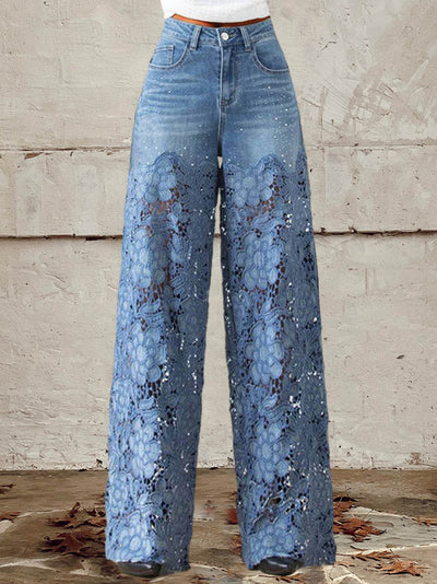 Luna | Jeans in denim met kant