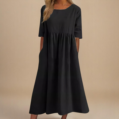KATY | Linen Dress with Defined Waist