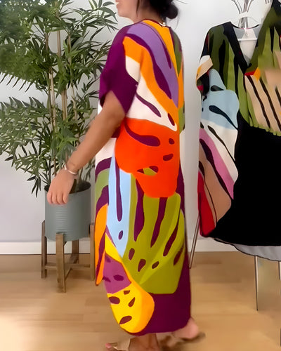 Tuva™ | Ibiza-inspired summer dress with leaf pattern