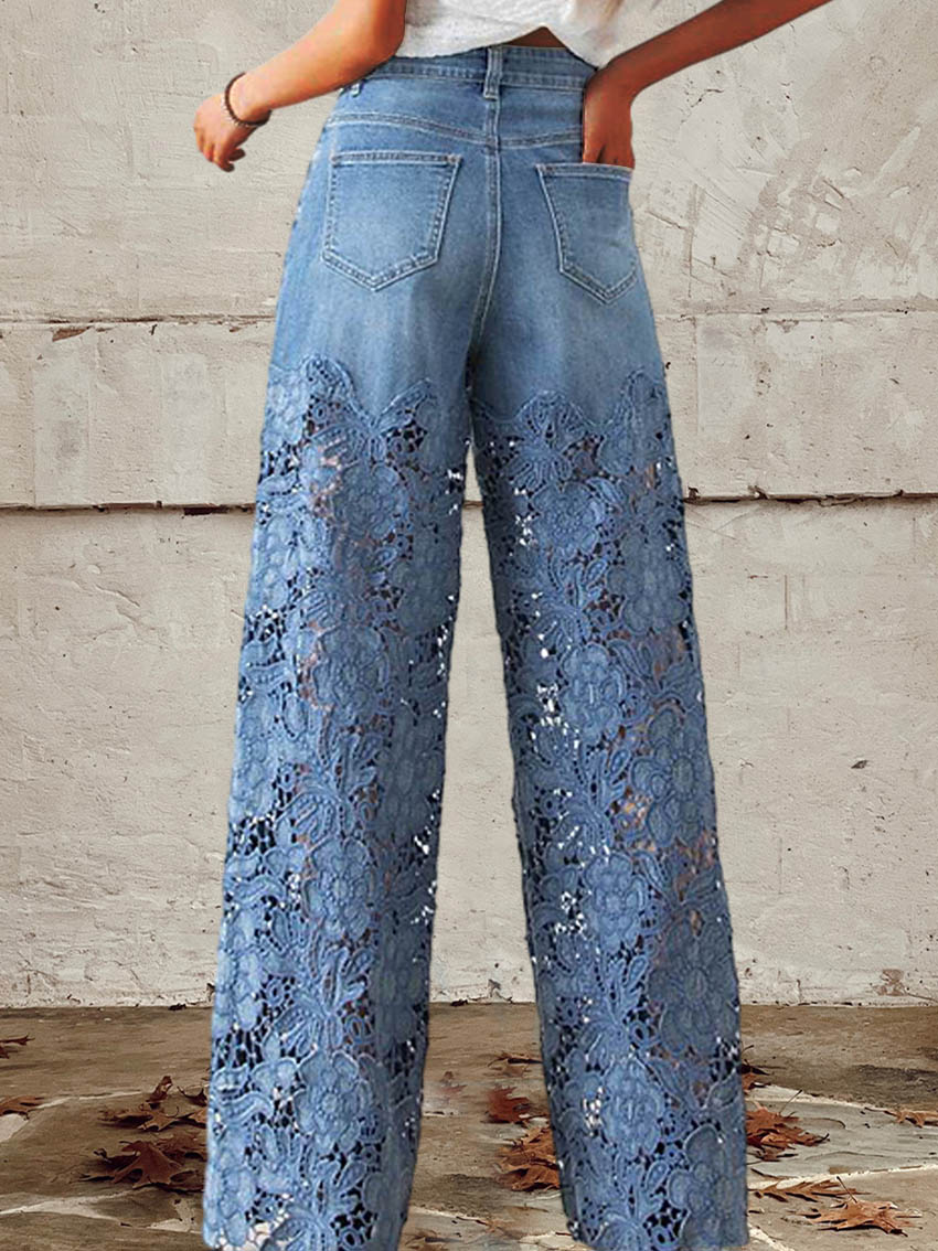 Luna | Jeans in denim met kant