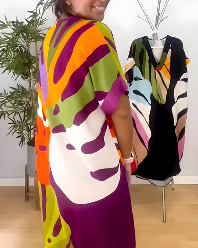 Tuva™ | Ibiza-inspired summer dress with leaf pattern