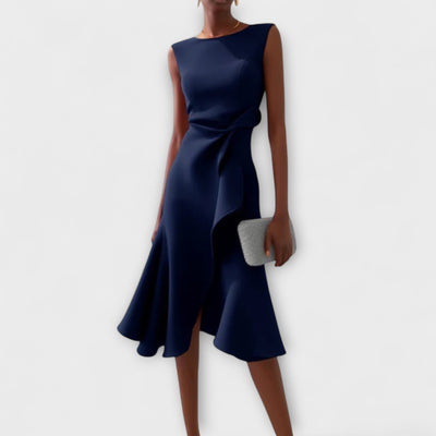 JULIETTE | Asymmetrical Draped Midi Dress