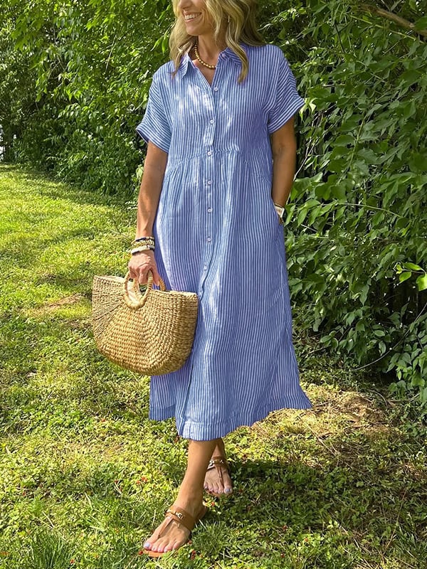 Wilma™ | Striped Shirt Dress with Timeless Elegance