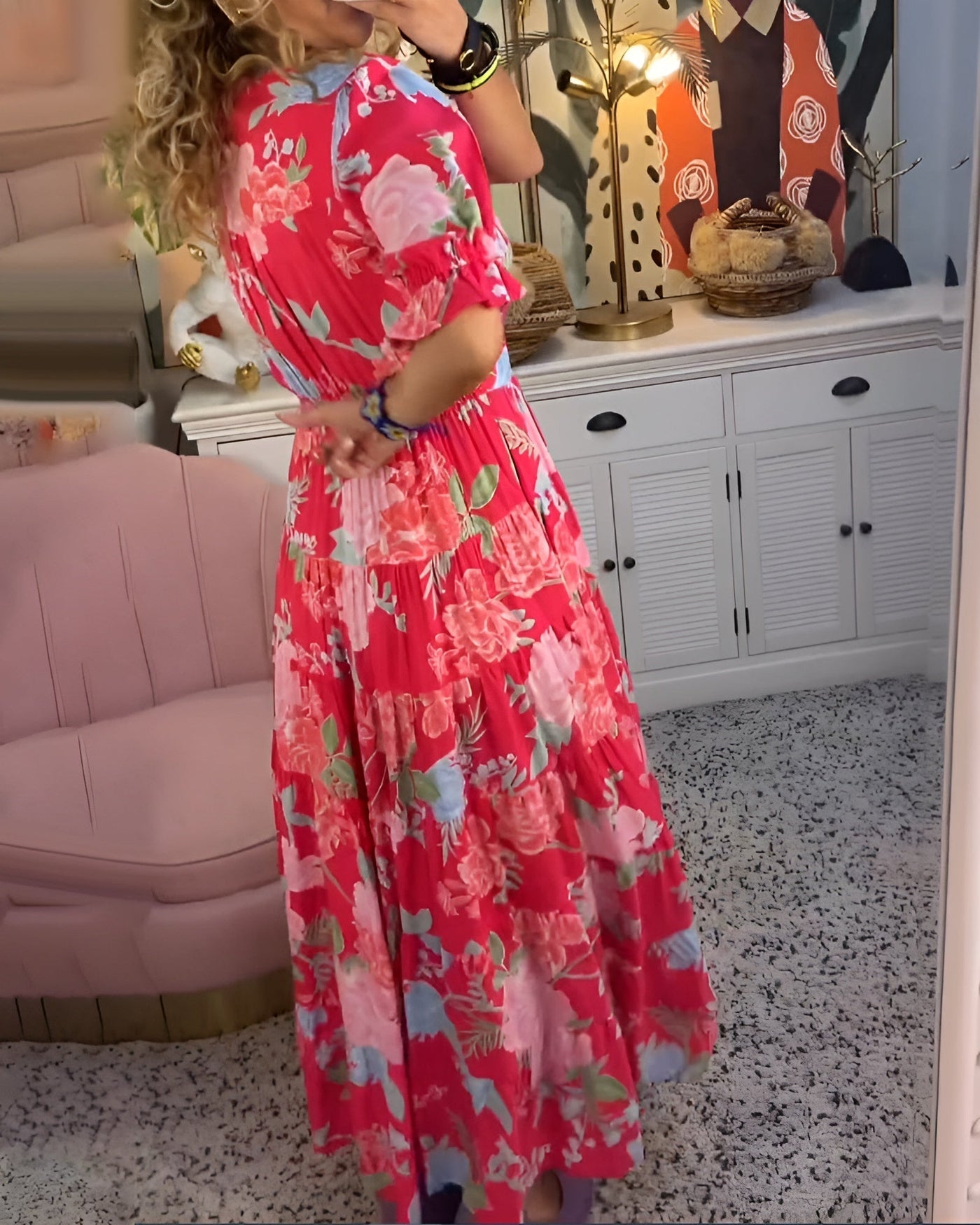 Selma™ | Elegant summer dress with floral pattern and V-neck