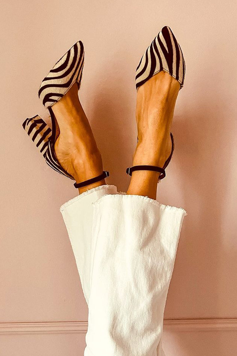 Zebrina™ | Medium heel sandals with strap and zebra print