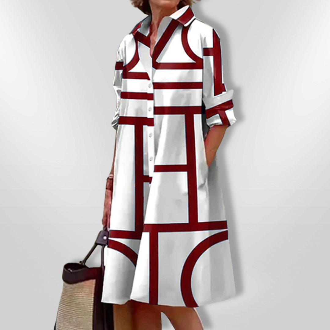 Helen™ | Modern midi dress with geometric pattern