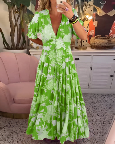 Selma™ | Elegant summer dress with floral pattern and V-neck