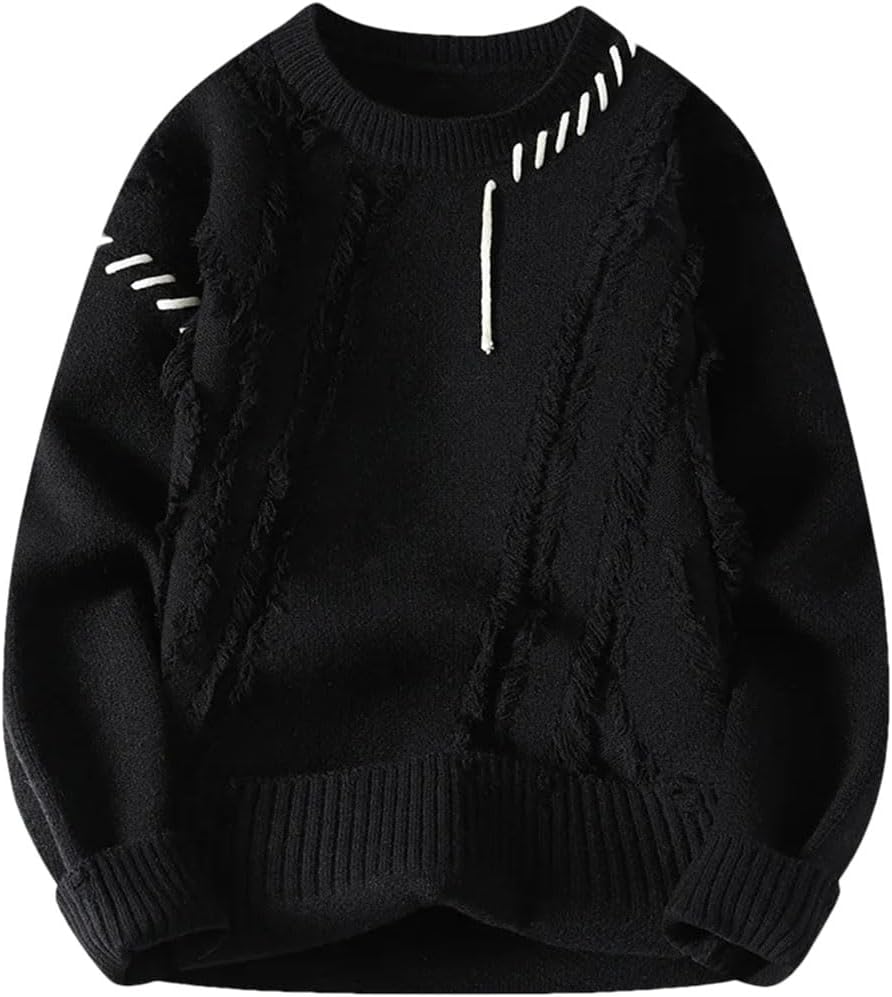 Men's Pullover Sweaters Mens Knitted Sweaters Fashion Patchwork O Neck Pullovers