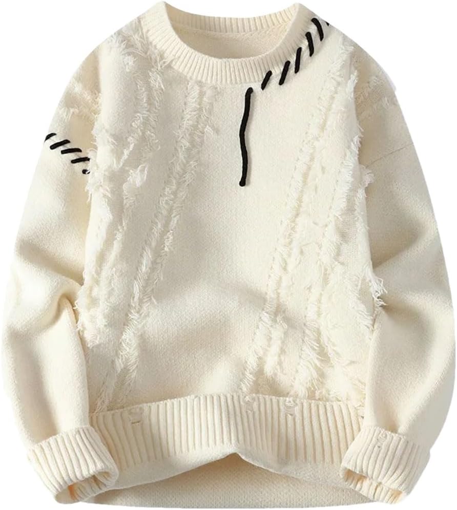 Men's Pullover Sweaters Mens Knitted Sweaters Fashion Patchwork O Neck Pullovers