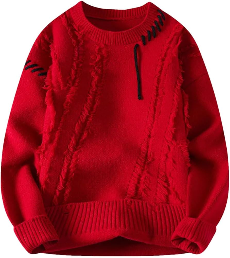 Men's Pullover Sweaters Mens Knitted Sweaters Fashion Patchwork O Neck Pullovers