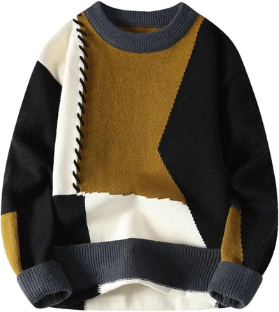 Men's Pullover Sweaters Mens Knitted Sweaters Fashion Patchwork O Neck Pullovers