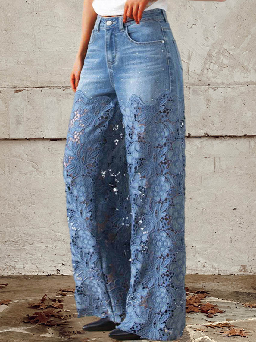 Luna | Jeans in denim met kant