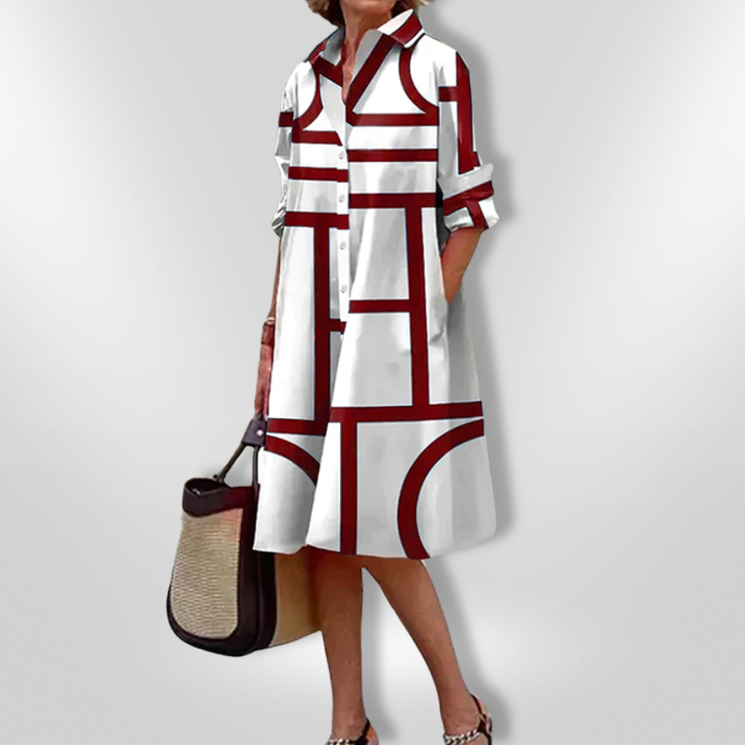 Helen™ | Modern midi dress with geometric pattern