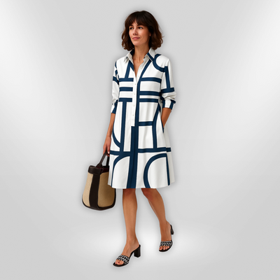 Helen™ | Modern midi dress with geometric pattern