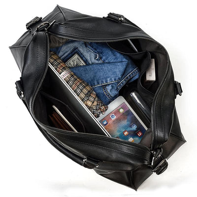 Lawrence - Black Leather Travel Bag