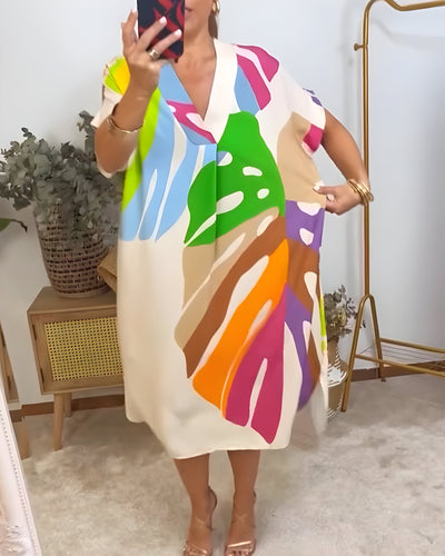 Tuva™ | Ibiza-inspired summer dress with leaf pattern