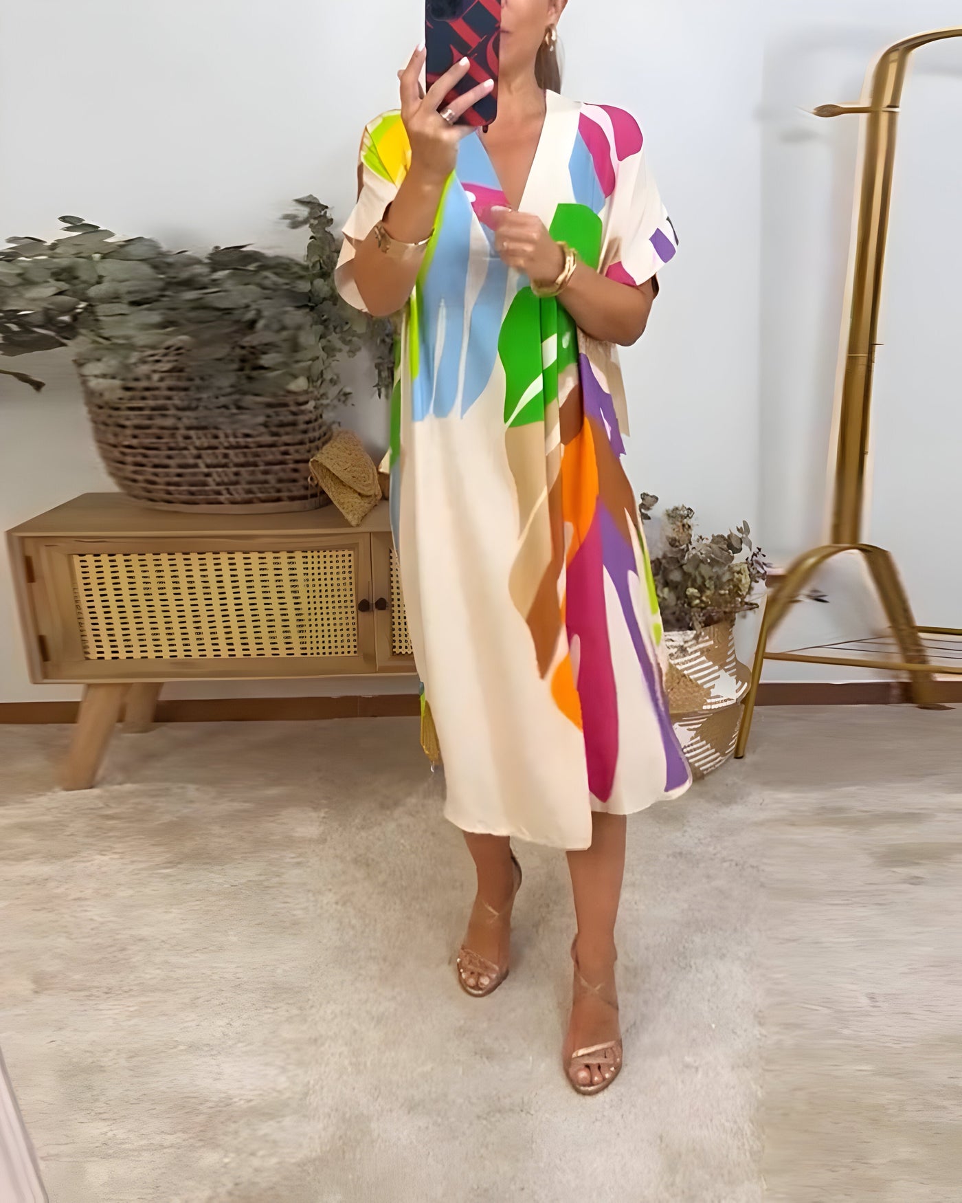 Tuva™ | Ibiza-inspired summer dress with leaf pattern