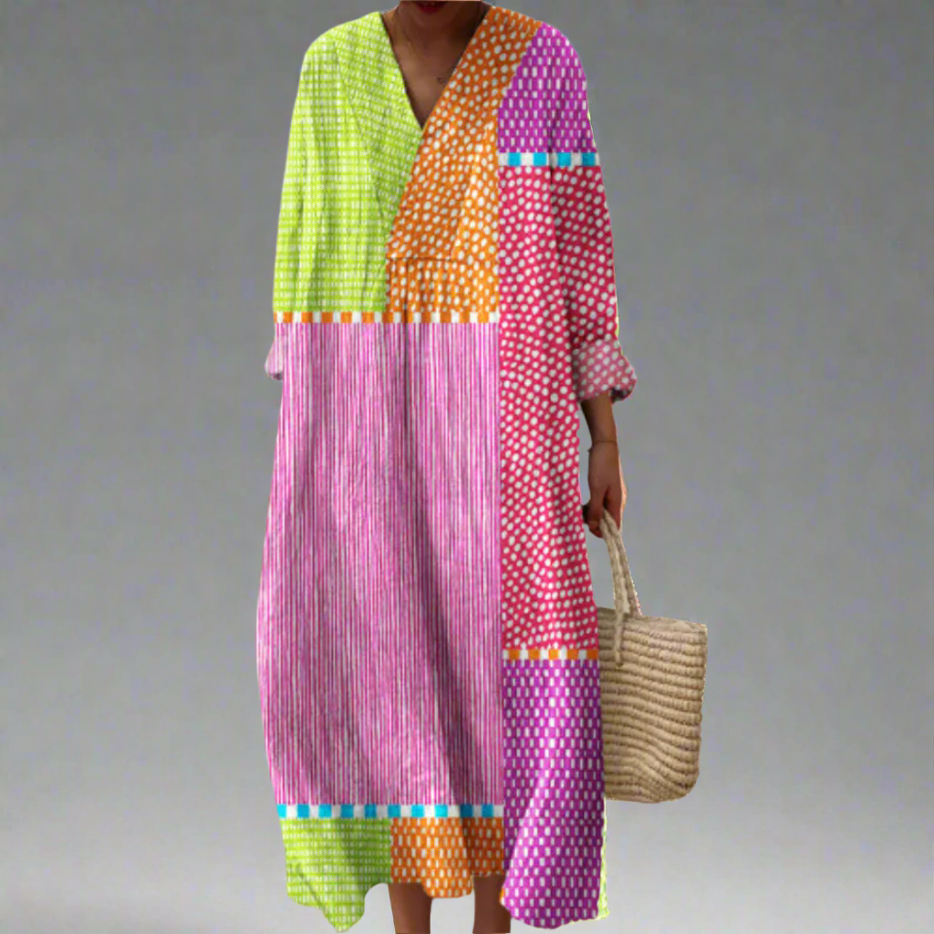 Ruby | Maxi Dress Patchwork with Polka Dots