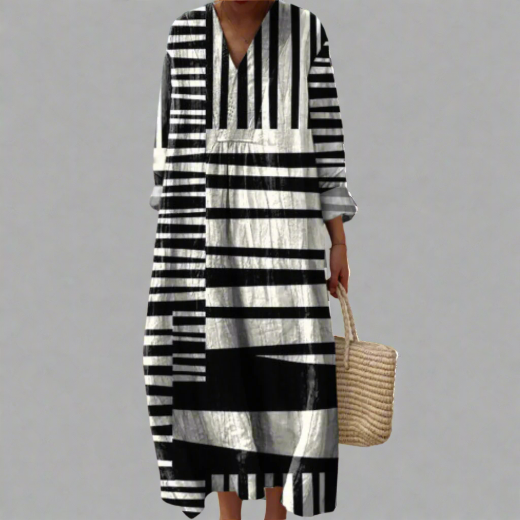 Lydia | Monochromatic Striped Maxi Flow Dress