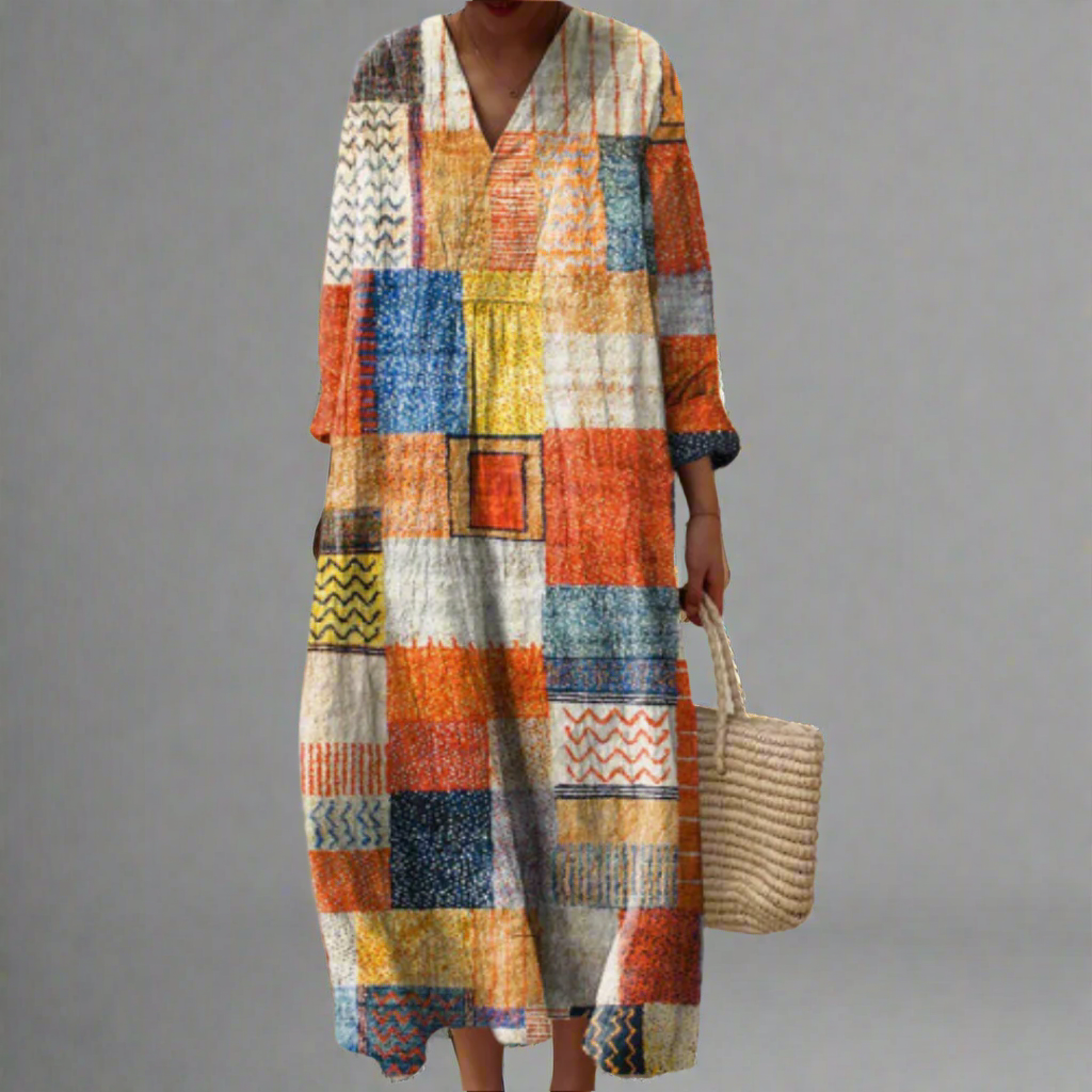 Hazel | Boho Patchwork Harmony Maxi Dress