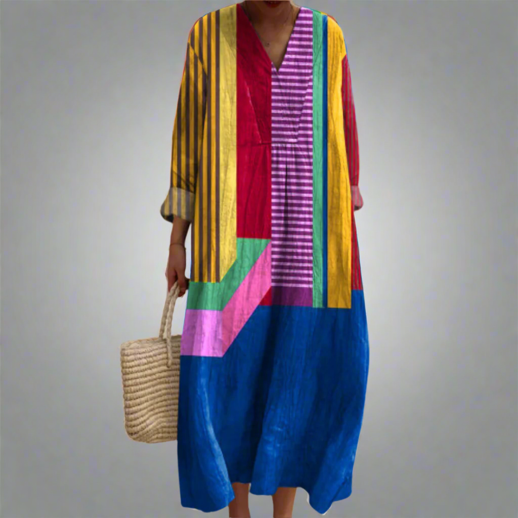 Ruth | Lightweight Maxi Dress in Color Blocks