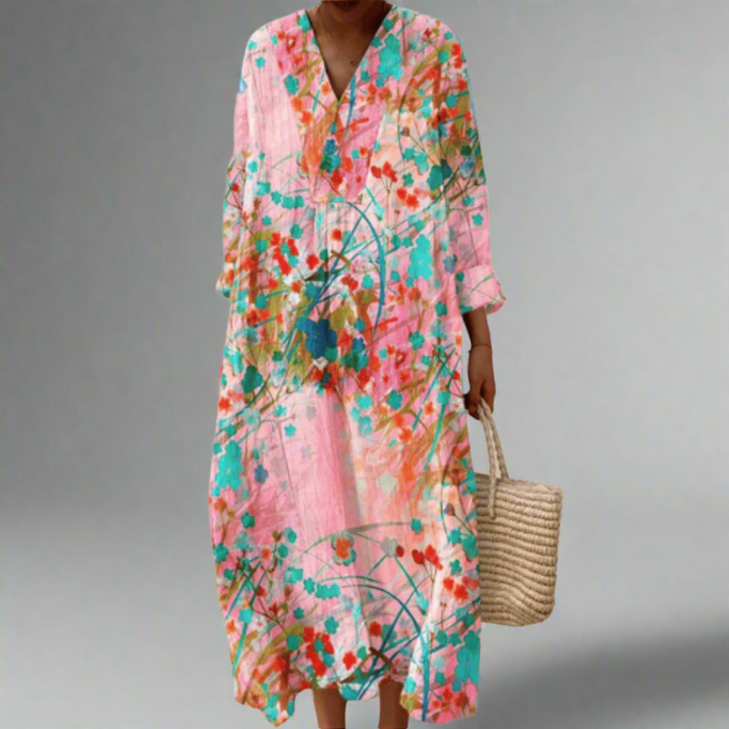 Lana | Soft Pink Floral Flowing Dress