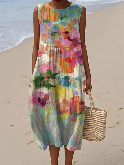 Adelina | Summer Long Dress Floral Patchwork