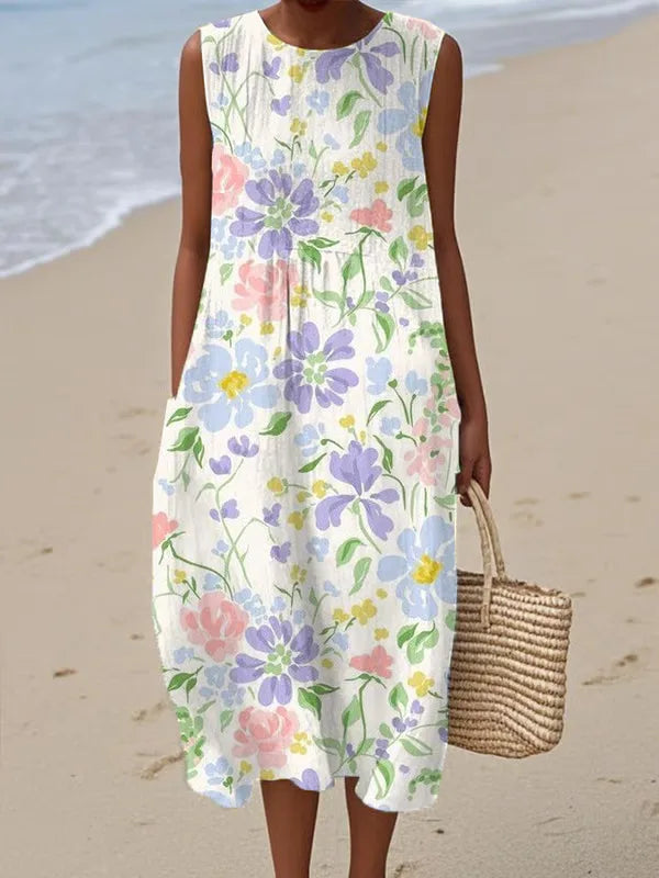 Adelina | Summer Long Dress Floral Patchwork