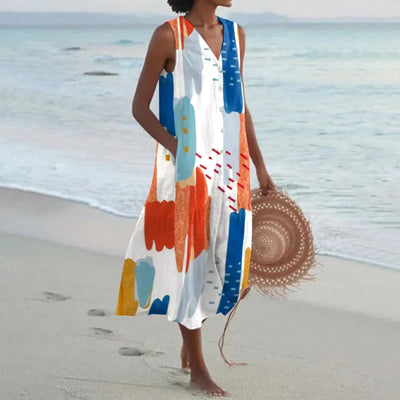 Giulia | Long Summer Dress with Floral Print and Flared Cut
