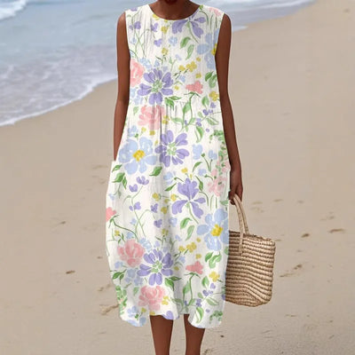 Adelina | Summer Long Dress Floral Patchwork