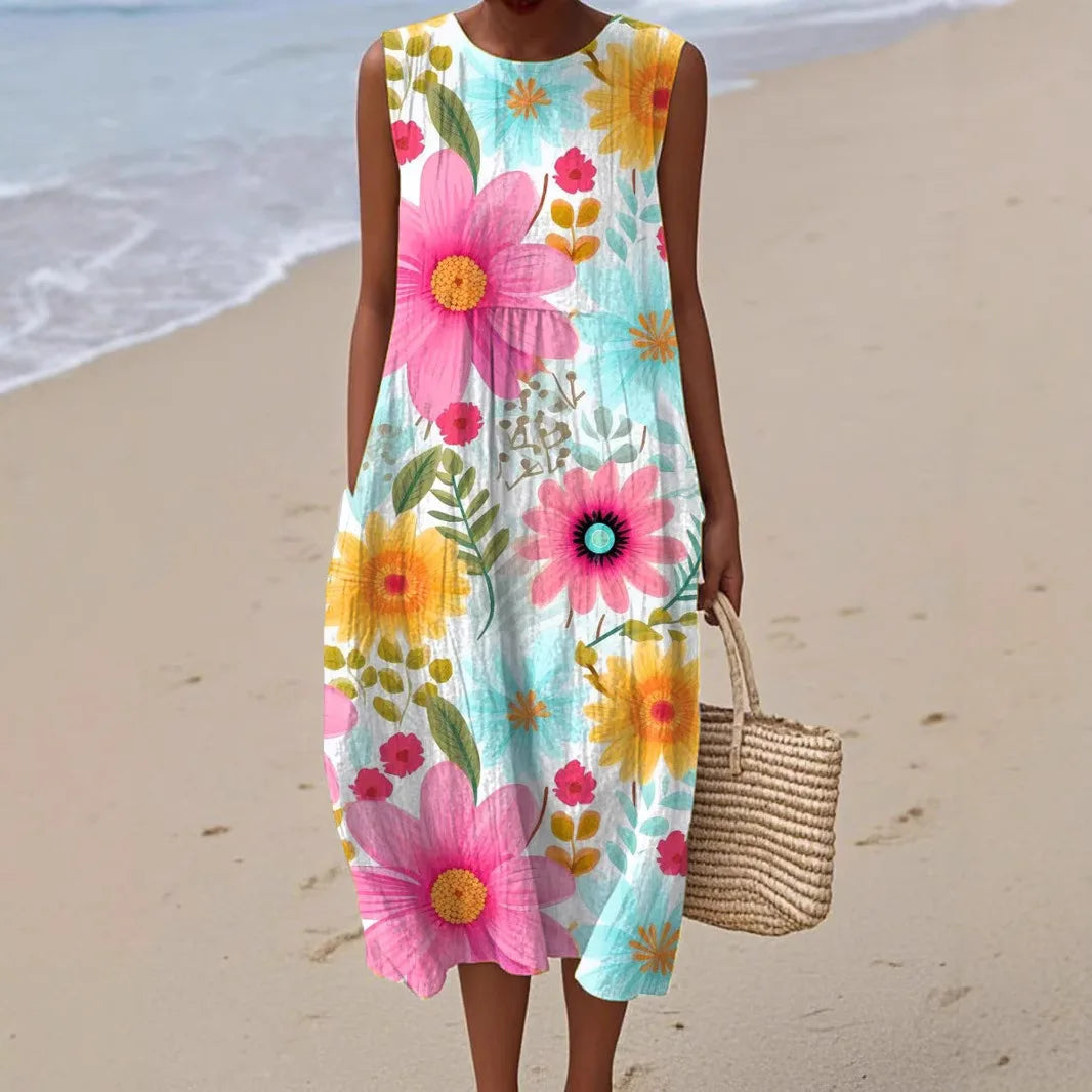Adelina | Summer Long Dress Floral Patchwork