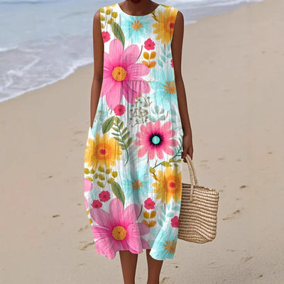 Adelina | Summer Long Dress Floral Patchwork