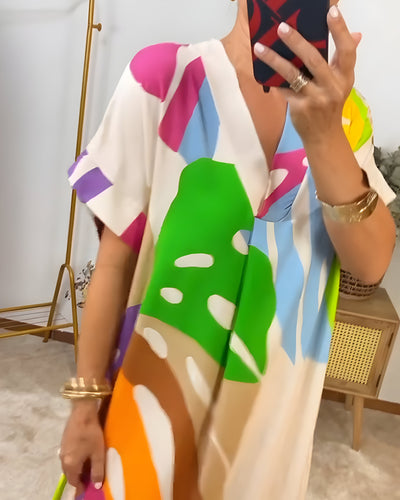 Tuva™ | Ibiza-inspired summer dress with leaf pattern