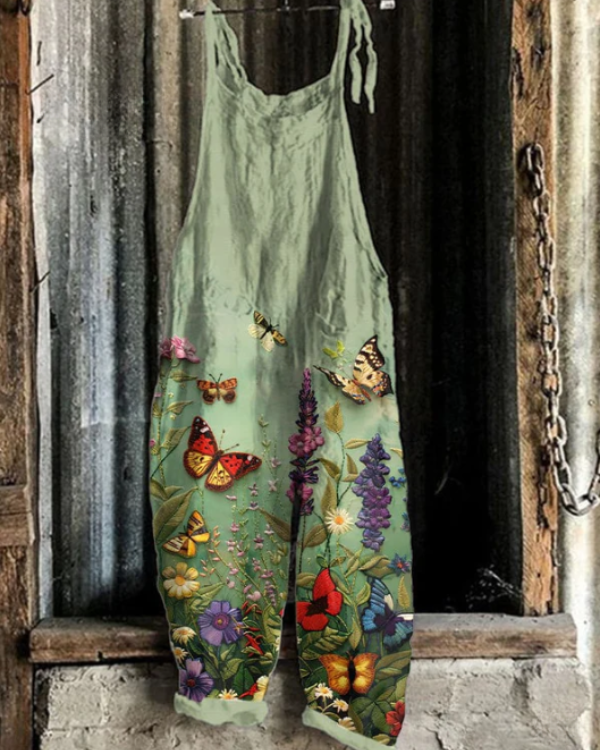 Dames Bloemen Salopette met Vlinders - Comfort en Elegantie