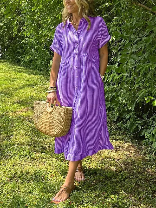 Wilma™ | Striped Shirt Dress with Timeless Elegance