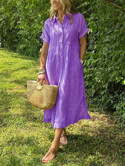 Wilma™ | Striped Shirt Dress with Timeless Elegance