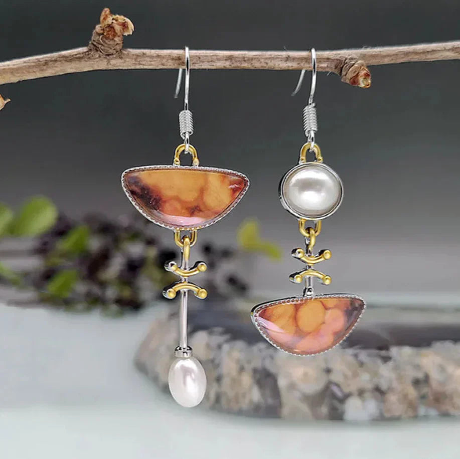 Macie – Vintage Natural Orange Stone Earrings
